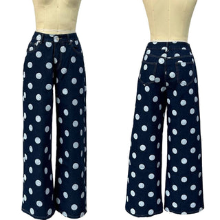 Polka dots print baggy Straight - leg jeans - Boutique Bella BellaJeans