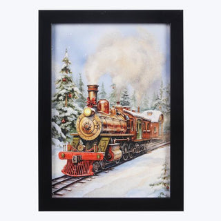 Poly Frame Winter Train Canvas Wall Art With Hand Painting - Boutique Bella BellaFramed Art