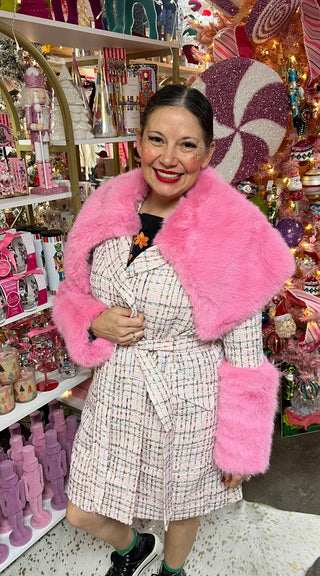 Pop Princess Plaid Faux Fur Coat - Boutique Bella BellaCoat