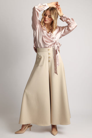 Porcelain Pinstripe Trousers - Boutique Bella BellaPants