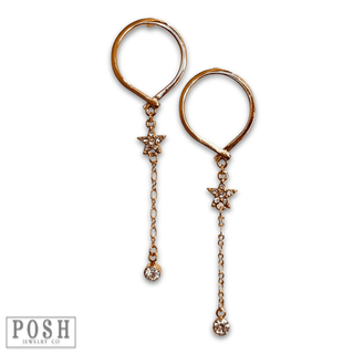 Post earring with star and drop - LC - Boutique Bella BellaEarrings