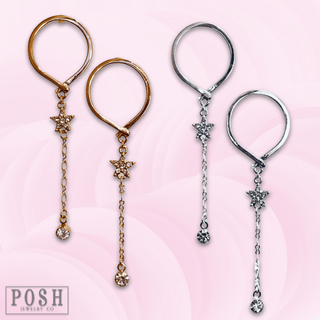Post earring with star and drop - LC - Boutique Bella BellaEarrings