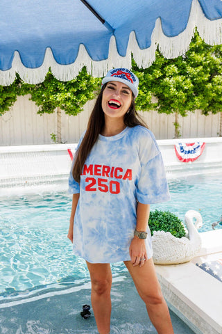 *PRE - ORDER Brianna Cannon America 250 Blue Tie Dye T-Shirt - Boutique Bella BellaBrianna Cannon