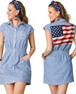 *Pre - Order Brianna Cannon Patriotic Jumper Dress - Boutique Bella BellaDress