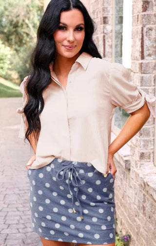*PRE ORDER - Refined Denim Stretch Skort - Polka Dot* - Boutique Bella BellaSkort