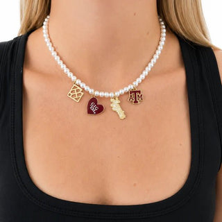 *Pre Order* Texas A&M Pearl Charm Necklace - Boutique Bella BellaNecklace