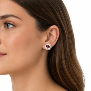 *Pre Order* Texas A&M Pearl Studs - Boutique Bella BellaEarrings