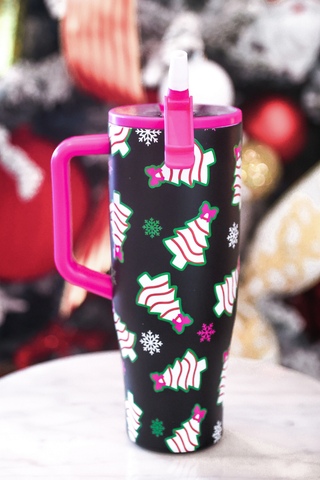 PREORDER- Bow Christmas Treat Snowflake Sleek Tumbler - Boutique Bella BellaChristmas