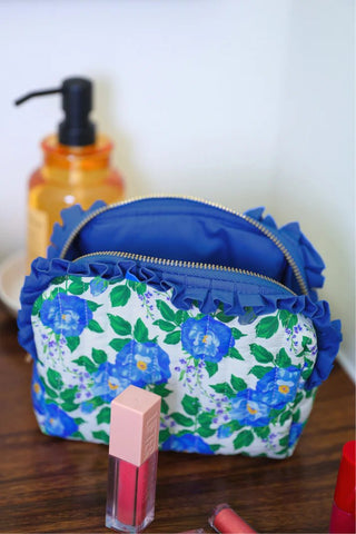 PREORDER - Caroline Floral Quilted Ruffle Bag - Boutique Bella Bellacosmetic bag