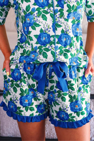 PREORDER - Caroline Floral Ruffle Pajama Set - Boutique Bella Bellapajama set