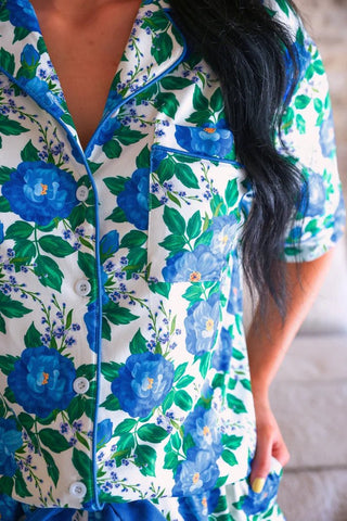 PREORDER - Caroline Floral Ruffle Pajama Set - Boutique Bella Bellapajama set