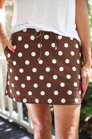 PREORDER- Chocolate Polka Dot Skort - Boutique Bella Bellaskort