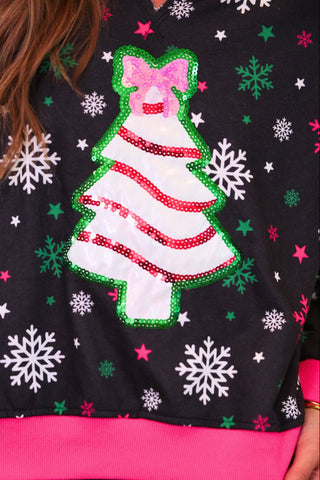 PREORDER- Foil Bow Christmas Treat Snowflake Pullover - Boutique Bella BellaChristmas Apparel