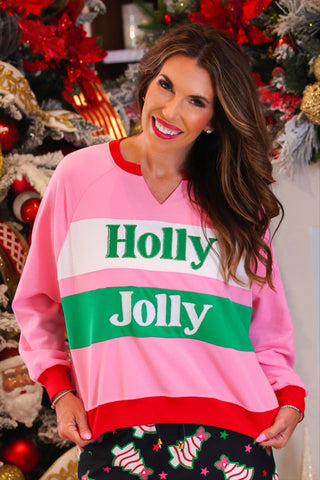 PREORDER- Holly Jolly Color Block Pullover - Boutique Bella BellaChristmas Apparel