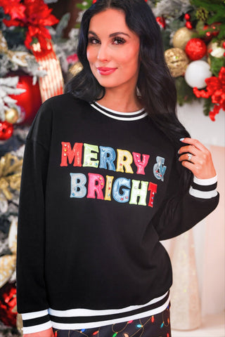 PREORDER- Merry & Bright Foil Pullover - Boutique Bella BellaChristmas Apparel