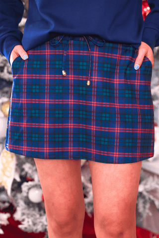 PREORDER- Navy Christmas Plaid Skort - Boutique Bella BellaSkort
