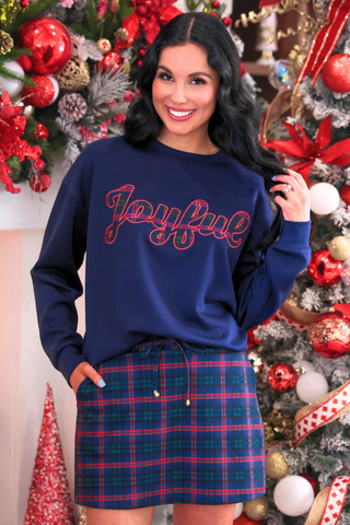 PREORDER- Navy Christmas Plaid Skort - Boutique Bella BellaSkort