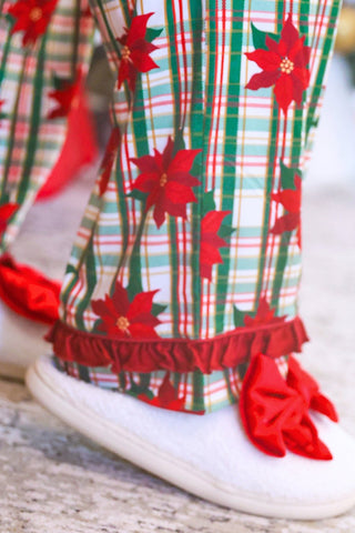 PREORDER- Plaid Poinsettia Ruffle Pajama Set - Boutique Bella BellaChristmas Pajamas