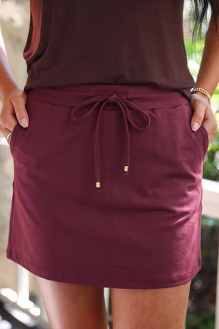 PREORDER- Solid Burgundy Skort - Boutique Bella Bellaskort