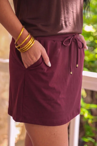PREORDER- Solid Burgundy Skort - Boutique Bella Bellaskort