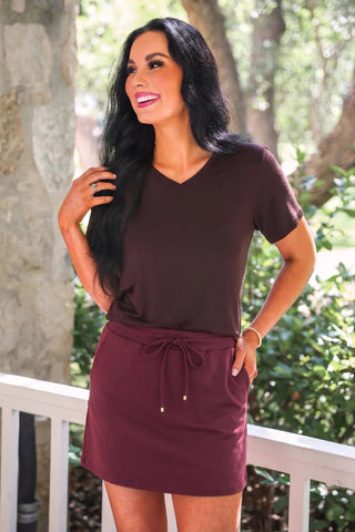 PREORDER- Solid Burgundy Skort - Boutique Bella Bellaskort