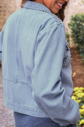 PREORDER - Stella Rhinestone Denim Jacket - Boutique Bella BellaDenim Jacket