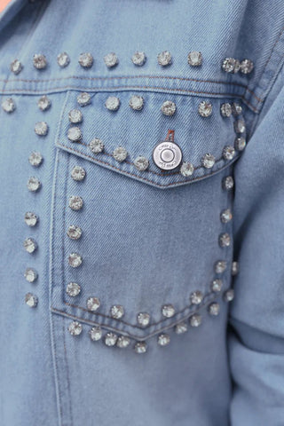PREORDER - Stella Rhinestone Denim Jacket - Boutique Bella BellaDenim Jacket