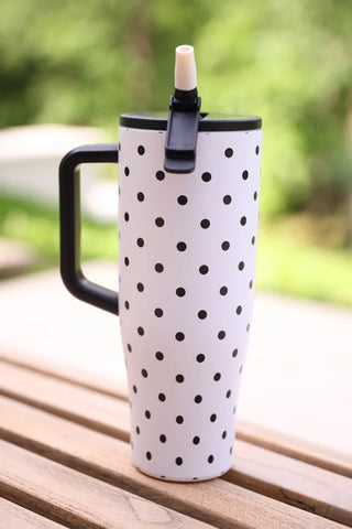 PREORDER - White Polka Dot Sleek Tumbler - Boutique Bella BellaTumbler