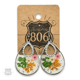 Pressed flower teardrop earring - LC - Boutique Bella BellaEarrings