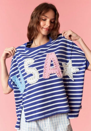 Pretty & Free USA Pearl Tee - Boutique Bella BellaT-Shirt
