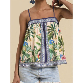 Printed Casual Loose Fit Cami Tank Top - Boutique Bella BellaTOP