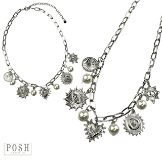 Protection charms and pearl drop necklace - Boutique Bella BellaNecklaces