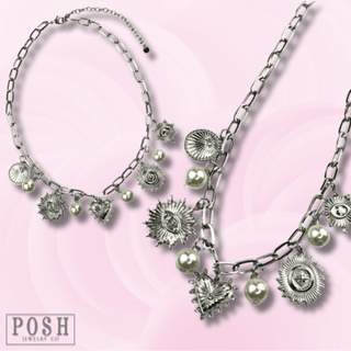Protection charms and pearl drop necklace - Boutique Bella BellaNecklaces