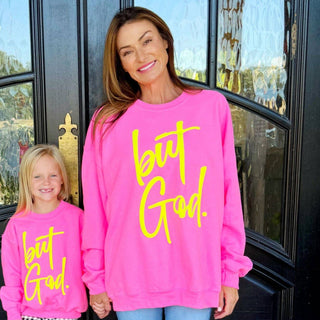 Puff But God Neon Pink Sweatshirt - Boutique Bella BellaSweatshirt