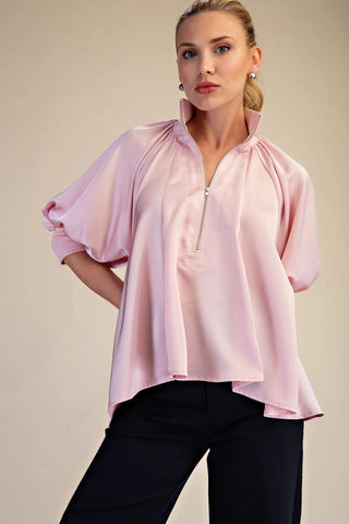 Puff & Proper Blouse - Light Pink - Boutique Bella BellaBlouse
