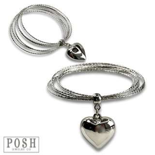 Puffed heart bangle bracelet - Boutique Bella BellaBracelets