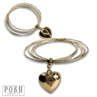Puffed heart bangle bracelet - Boutique Bella BellaBracelets