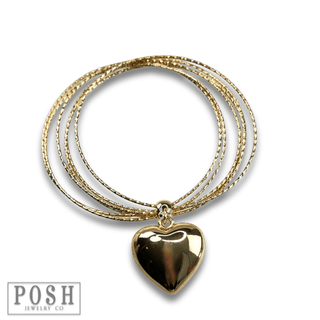 Puffed heart bangle bracelet - Boutique Bella BellaBracelets