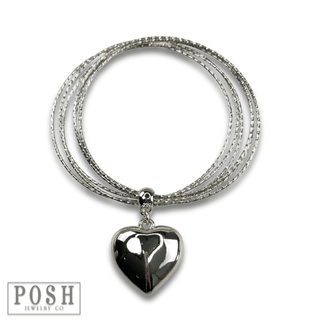 Puffed heart bangle bracelet - Boutique Bella BellaBracelets