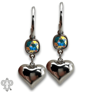 Puffed heart earring, Austrian crystal - Boutique Bella BellaEarrings