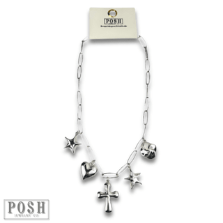 Puffed multi-charm chain necklace - Boutique Bella BellaNecklaces