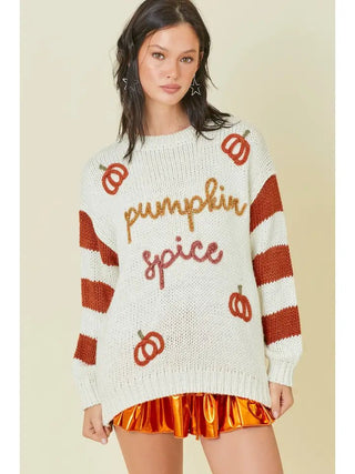 Pumpkin Spice Knit Sweater - Boutique Bella Bellasweater