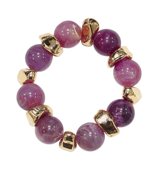 Purple Chunky Bead with Gold Bracelet - Purple - Boutique Bella BellaBracelets