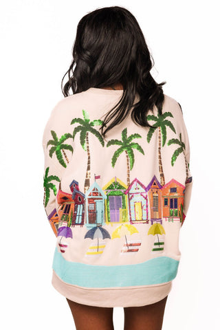 QOS Beige Beach Scene Sweatshirt - Boutique Bella BellaSweatshirt