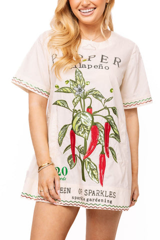 QOS Beige Jalapeño Seed Cotton Short Sleeve Dress - Boutique Bella BellaQueen of Sparkles