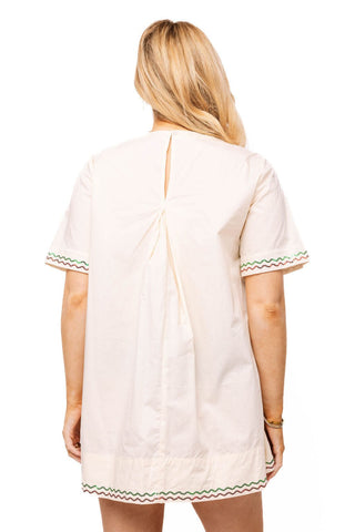 QOS Beige Jalapeño Seed Cotton Short Sleeve Dress - Boutique Bella BellaQueen of Sparkles