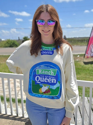 QOS - Beige Queen of Ranch Sweatshirt - Boutique Bella BellaQueen of Sparkles