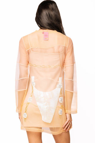 QOS Beige Sand Dollar Bikini Sheer Coverup - Boutique Bella Bella