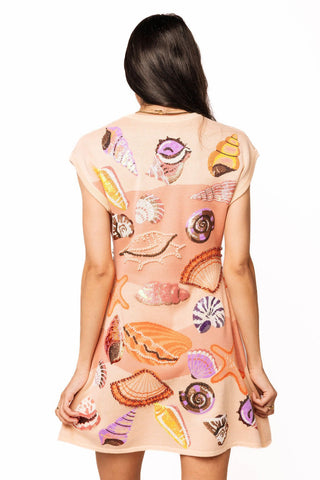 QOS Beige Sea Shell Knit Dress - Boutique Bella BellaQueen of Sparkles