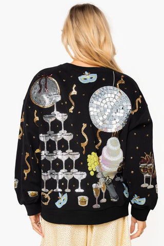 QOS Black Champagne Tower NYE Icon Sweatshirt - Boutique Bella BellaQueen of Sparkles